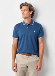 Polo țesătură melanj mâneci scurte albastru U.S. POLO ASSN bărbat