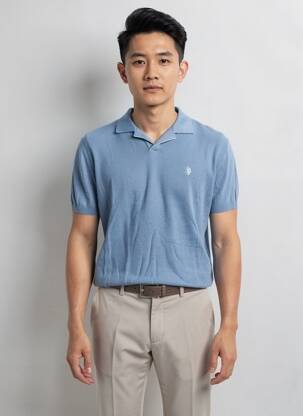 Pulover guler polo mâneci scurte albastru U.S. POLO ASSN bărbat