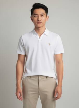 Polo țesătură jersey mâneci scurte alb U.S. POLO ASSN bărbat