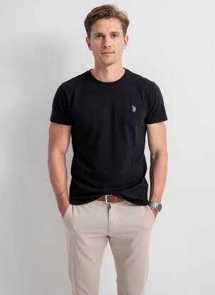 Tricou broderie mâneci scurte negru U.S. POLO ASSN bărbat
