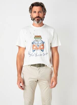 Tricou broderie mâneci scurte bej BOB bărbat