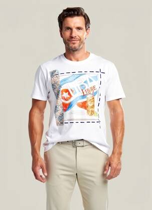Tricou croială cambrată mâneci scurte alb BOB bărbat