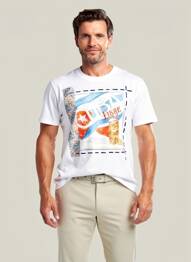 Tricou croială cambrată mâneci scurte alb BOB bărbat