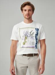 Tricou broderie mâneci scurte bej BOB bărbat