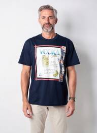 Tricou broderie mâneci scurte albastru BOB bărbat