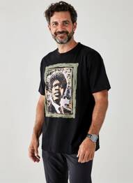 Tricou croială cambrată mâneci scurte negru BOB bărbat