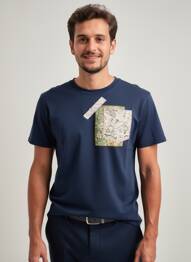 Tricou croială cambrată mâneci scurte albastru BOB bărbat