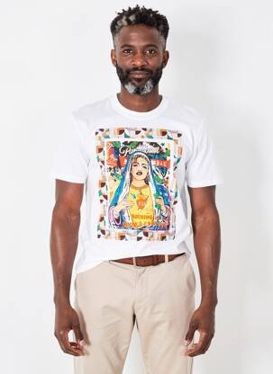 Tricou broderie mâneci scurte alb BOB bărbat