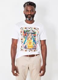 Tricou broderie mâneci scurte alb BOB bărbat