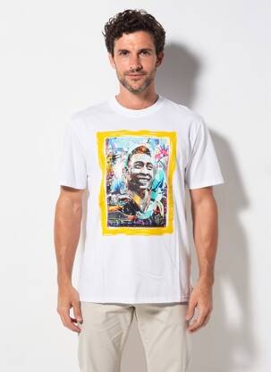 Tricou broderie mâneci scurte alb BOB bărbat