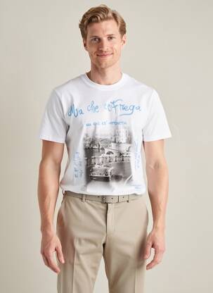 Tricou croială cambrată mâneci scurte alb BOB bărbat