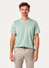 Tricou croială cambrată mâneci scurte verde BOB bărbat