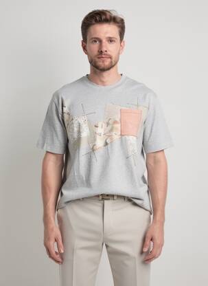 Tricou țesătură melanj mâneci scurte gri BOB bărbat