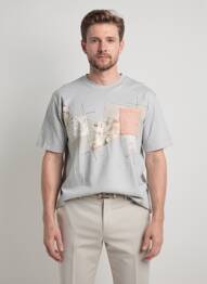 Tricou țesătură melanj mâneci scurte gri BOB bărbat
