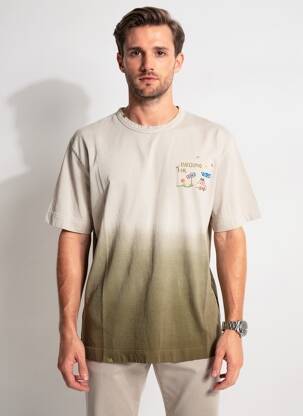 Tricou broderie mâneci scurte verde BOB bărbat