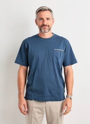 Tricou broderie mâneci scurte albastru BOB bărbat