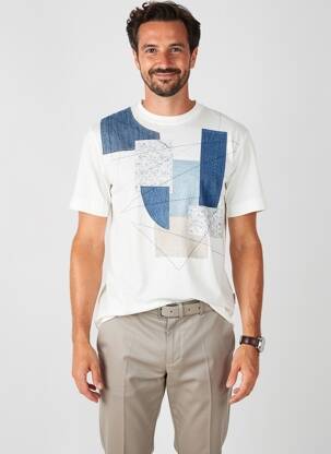 Tricou broderie mâneci scurte alb BOB bărbat