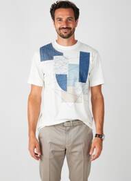 Tricou broderie mâneci scurte alb BOB bărbat