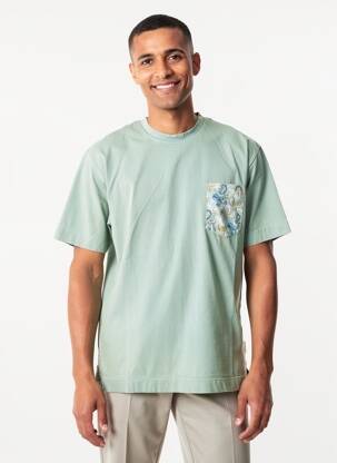 Tricou broderie mâneci scurte verde BOB bărbat