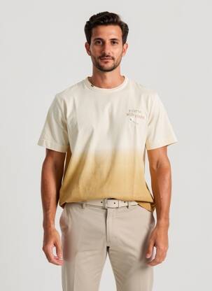 Tricou broderie mâneci scurte bej BOB bărbat