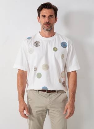 Tricou broderie mâneci scurte bej BOB bărbat