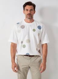 Tricou broderie mâneci scurte bej BOB bărbat