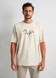 Tricou croială cambrată mâneci scurte bej TRAMAROSSA bărbat