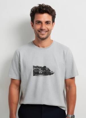 Tricou țesătură melanj mâneci scurte gri TRAMAROSSA bărbat