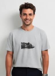 Tricou țesătură melanj mâneci scurte gri TRAMAROSSA bărbat
