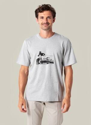 Tricou țesătură melanj mâneci scurte gri TRAMAROSSA bărbat
