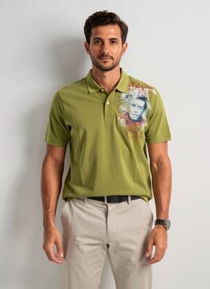 Polo serigrafie mâneci scurte verde BOB bărbat