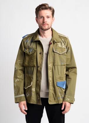 Parka mâneci lungi fără glugă verde BOB bărbat