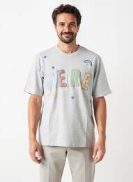 Tricou țesătură melanj mâneci scurte gri BOB bărbat