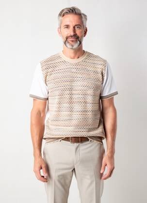 Pulover elasticitate mâneci scurte bej BOB bărbat