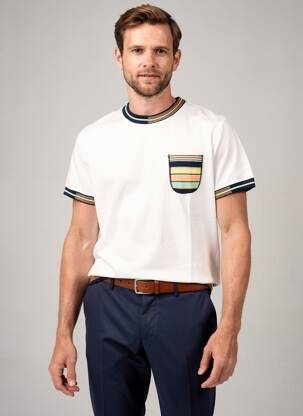 Tricou elasticitate mâneci scurte alb BOB bărbat