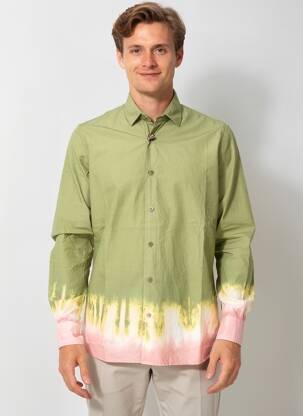 Cămașă cu mâneci lungi croială cambrată verde BOB bărbat