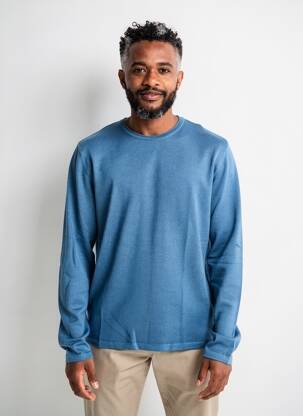 Pulover elasticitate mâneci lungi albastru WOOL & CO bărbat