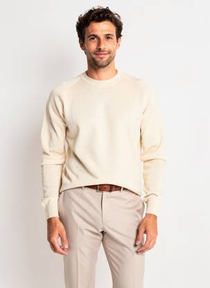 Pulover elasticitate mâneci lungi bej WOOL & CO bărbat