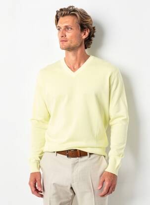 Pulover elasticitate mâneci lungi galben WOOL & CO bărbat