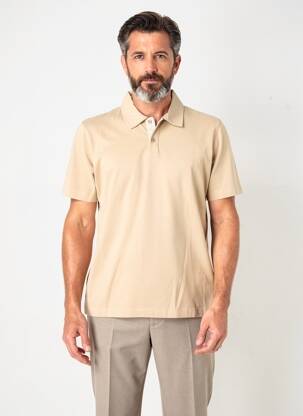 Polo țesătură jersey mâneci scurte bej WOOL & CO bărbat