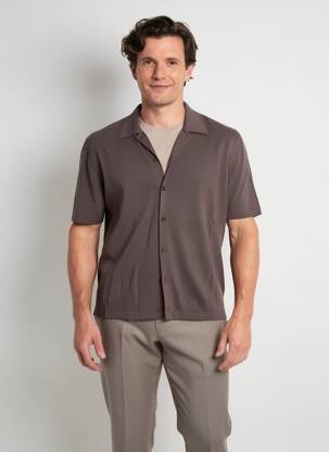 Vestă cu mâneci scurte țesătură jersey maro WOOL & CO bărbat