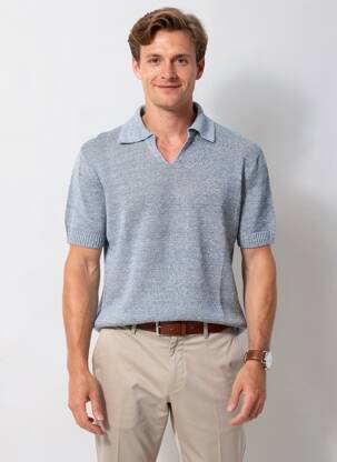 Pulover guler polo mâneci scurte albastru WOOL & CO bărbat