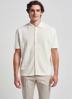 Vestă cu mâneci scurte țesătură jersey bej WOOL & CO bărbat
