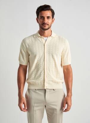 Vestă cu mâneci scurte țesătură jersey bej WOOL & CO bărbat