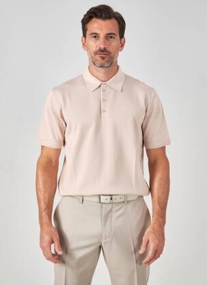 Pulover guler polo mâneci scurte roz WOOL & CO bărbat