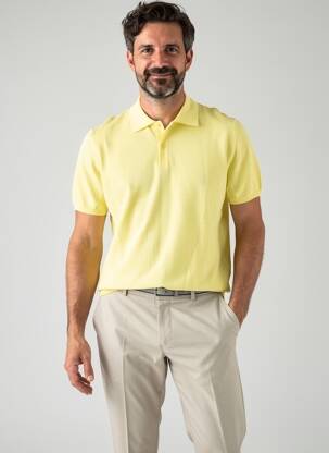 Pulover guler polo mâneci scurte galben WOOL & CO bărbat