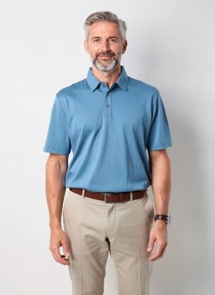 Polo țesătură jersey mâneci scurte albastru WOOL & CO bărbat