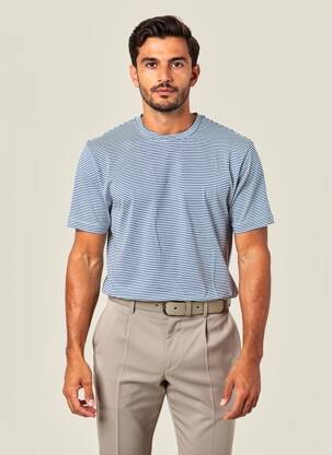 Tricou croială cambrată mâneci scurte albastru WOOL & CO bărbat