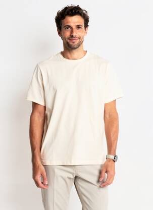 Tricou croială cambrată mâneci scurte bej WOOL & CO bărbat
