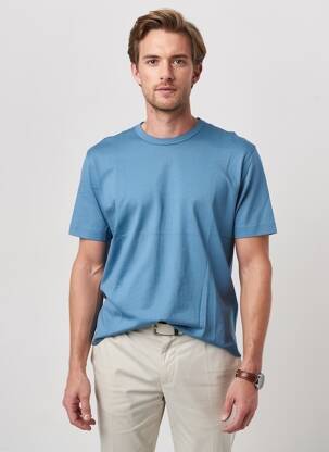 Tricou croială cambrată mâneci scurte albastru WOOL & CO bărbat